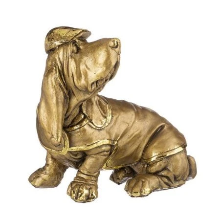 Фигурка Такса в кепке полистоун 24см бронза с позолотой