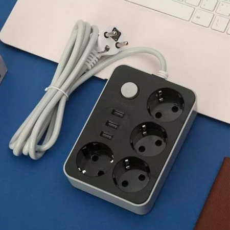 Удлинитель 4 гнезда пластик 2м 2USB 10А 2500Вт ST-2125 (80)