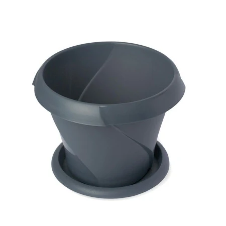 Кашпо 5,4л d270мм пластик ФЛОРИАНА с поддоном серое С387СЕР (8)