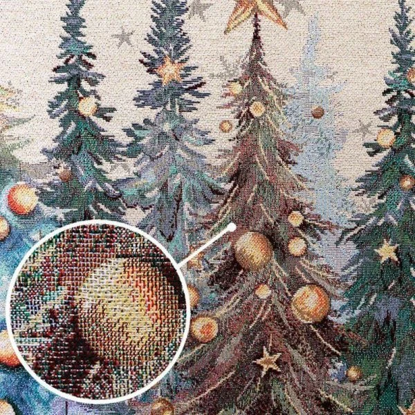 Салфетка новогодняя 40*100см гобелен ЕЛИ ТИВОЛИ серебряный люрекс