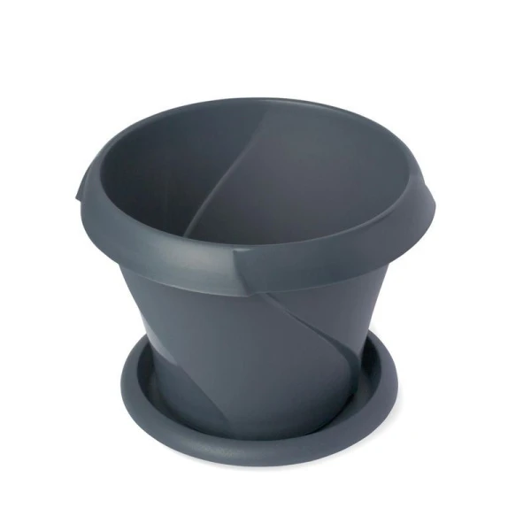 Кашпо 5,4л d270мм пластик ФЛОРИАНА с поддоном серое С387СЕР (8)