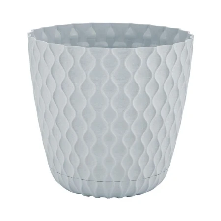 Горшок для цветов 4,7л d205мм пластик Wave с дренажной сеткой, съем.поддоном утренний туман (6)