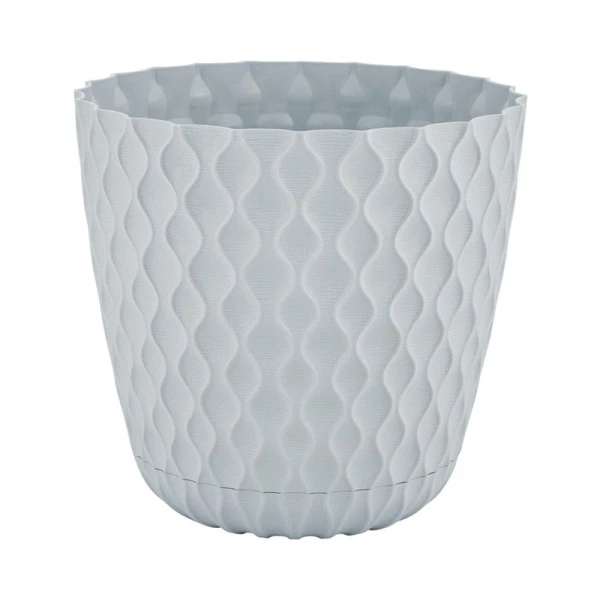 Горшок для цветов 4,7л d205мм пластик Wave с дренажной сеткой, съем.поддоном утренний туман (6)