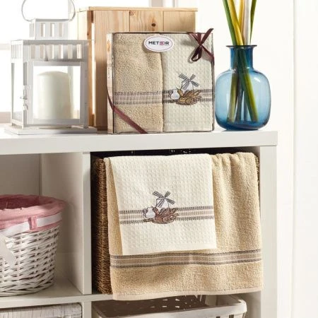 Салфетки кухонные махровые/вафельные 2шт. 40*60см METEOR VITALIA EKMEK подар.уп.