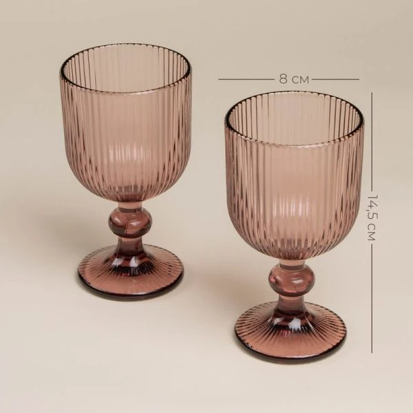 Бокалы для вина набор 2шт 250мл стекло МОДЕРН розовый 14,5*8см Бокалы для вина набор 2шт 250мл стекло МОДЕРН розовый 14,5*8см
