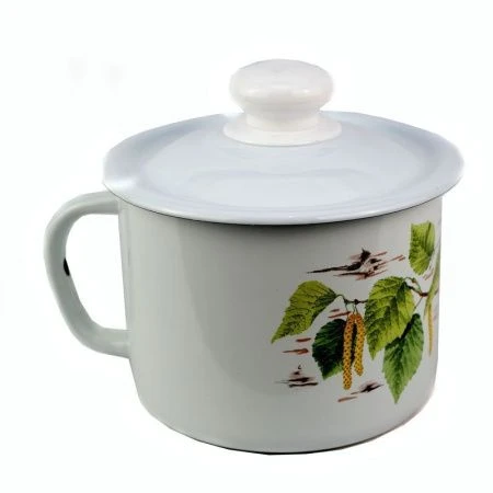 Кружка 1л эмаль БЕРЕЗКА с крышкой  С-0207П2/4 (8)