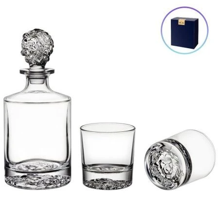 Набор для виски 2пр (штоф 850мл, стакан 2шт 310мл) стекло Lion (4)
