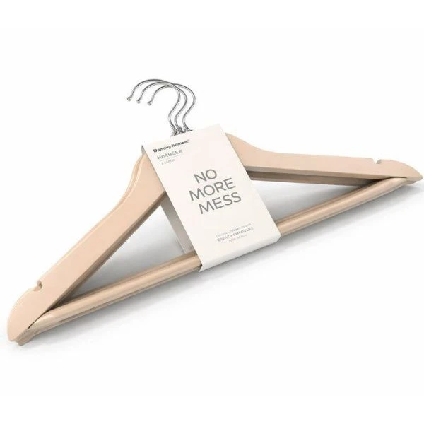 Вешалка-плечики набор 3шт 44,5*1,2см дерево бежевая WH011C-3/JC-18252 (40)