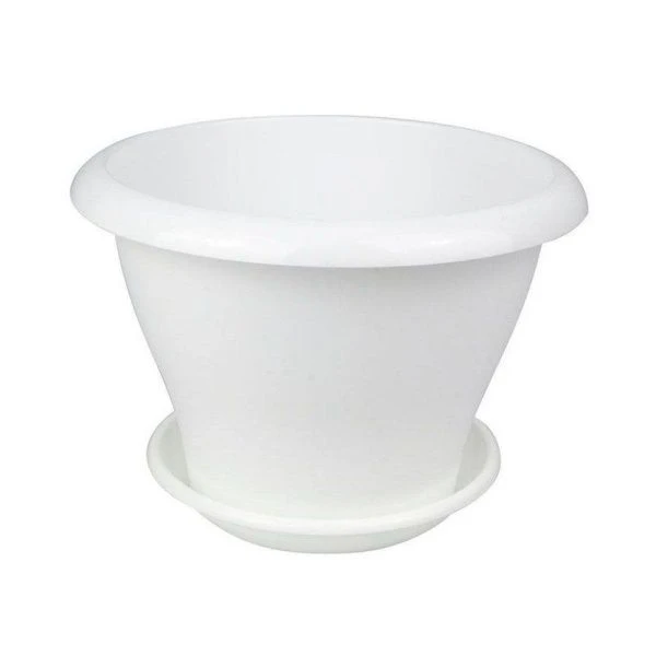 Горшок цветочный 1,6л d17см пластик ГАММА ПЛЮС с поддоном белый 5PL0702 (30)