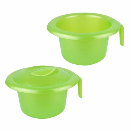Горшок детский с крышкой 210*135мм пластик зеленый перламутр (88)