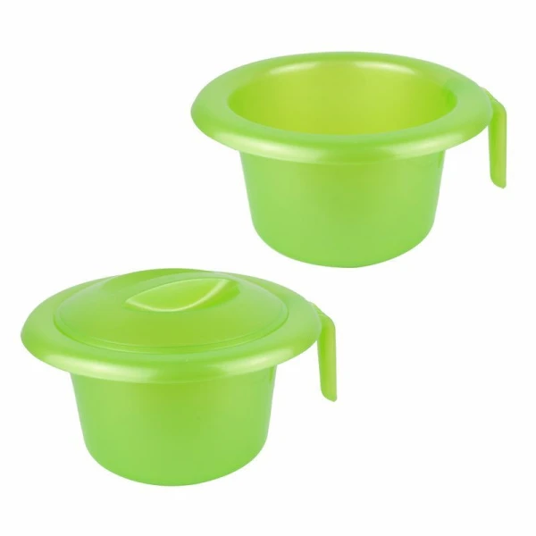 Горшок детский с крышкой 210*135мм пластик зеленый перламутр (88)