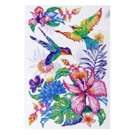 Набор для вышивания бисером текстиль Колибри (цветная ткань-основа, бисер, леска, игла) 25*35см (1)