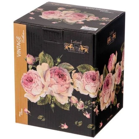 Банка для сыпучих продуктов 16см фарфор ВИНТАЖ.ПИОНЫ черная (18)