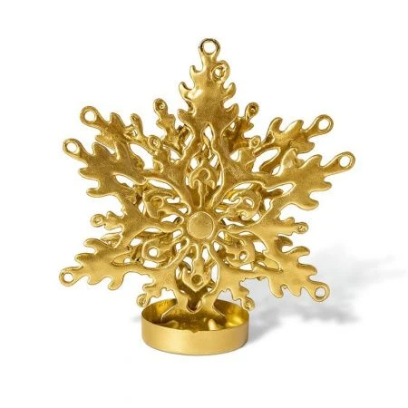 Подсвечник новогодний СНЕЖИНКА 10*9*4,5см металл лимонное золото LF-3042GT2/JC-16310 (320)