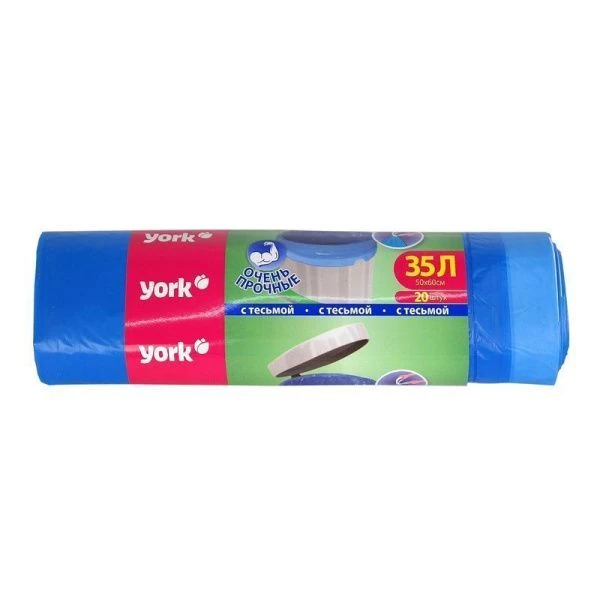 Пакеты для мусора 35л/20шт 15мкм полиэтилен с тесьмой YORK (30) Пакеты для мусора 35л/20шт 15мкм полиэтилен с тесьмой YORK (30)