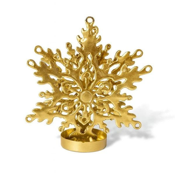 Подсвечник новогодний СНЕЖИНКА 10*9*4,5см металл лимонное золото LF-3042GT2/JC-16310 (320)