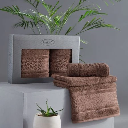 Набор полотенец 2пр 50*90/70*140 бамбук Karna ARMOND (Коричневый)