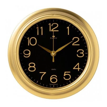 Часы настенные 21см пластик РУБИН Классика золото (10)