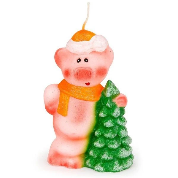 Свеча новогодняя Свинка у елки