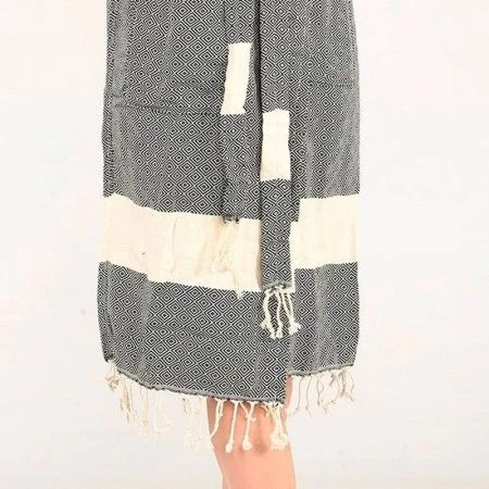 Халат пештемаль 100% хлопок с капюшоном ELMAS S черный