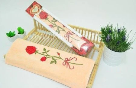 яяяПолотенце 50*90 с вышивками Кarna Роза ROZALINE 1\1 (Абрикосовый) яяяПолотенце 50*90 с вышивками Кarna Роза ROZALINE 1\1 (Абрикосовый)