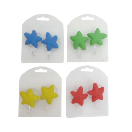 Набор крючков пластик 2шт. на присосках МОРСКАЯ ЗВЕЗДА 7*4*4см (4цвета) (300)