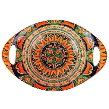 Салатник 22*15,5см фарфор Arabesque оранжевый овальный с ручками (48)