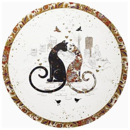 Салфетки сервировочные набор 2шт 38см пластик ПАРИЖСКИЕ КОТЫ (40)