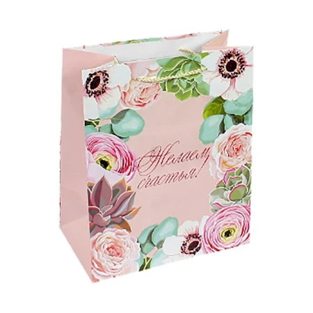 Пакет бумажный 26*32*15см вертикальный Цветочные пожелания 18/1015 (12/144)