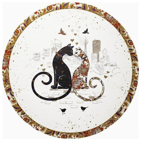 Салфетки сервировочные набор 2шт 38см пластик ПАРИЖСКИЕ КОТЫ (40)