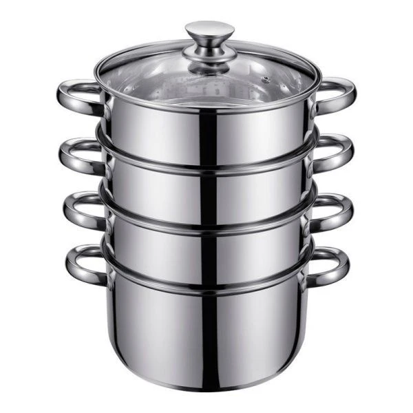 Мантоварка 3-х уровневая 6л нерж.сталь Cumino со стекл.крышкой 24см 86-001 (1)