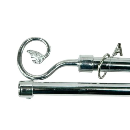 Карниз для штор двойной металл 0,75-1,2м Листок, d2см сталь/серебро JC-1477 (12)