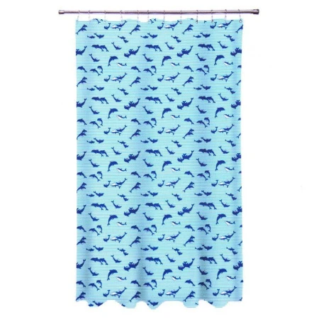 Штора для ванной ПВХ 170*180 Дельфин голубая (72)