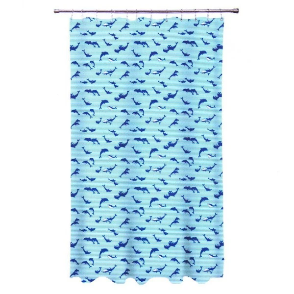 Штора для ванной ПВХ 170*180 Дельфин голубая (72)