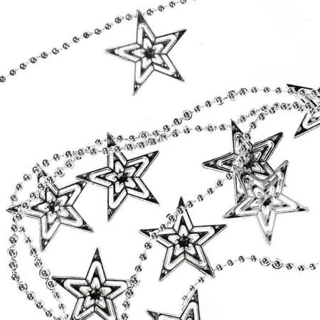 Новогоднее украшение бусы на ёлку серебряные "Яркие звезды" НУ-6745