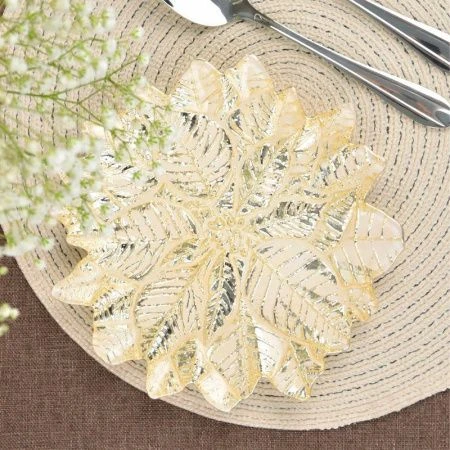 Тарелка мелкая 21см стекло ЛЕДЯНОЙ ЦВЕТОК золото плоская 19306/G (8)