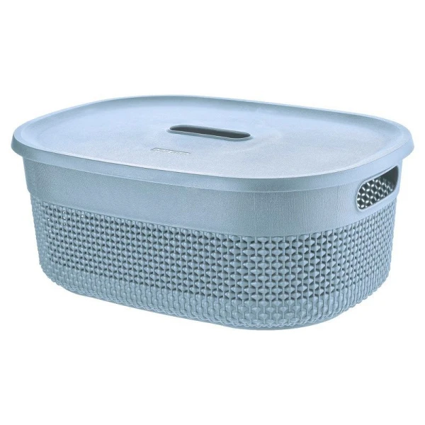 Корзина для хранения с крышкой 12л 380*280*150мм пластик Oslo туманно-голубой (12)