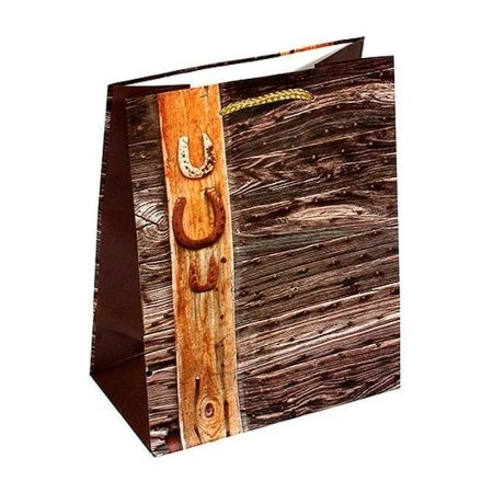 Пакет бумажный 18*23*10см Подковы на удачу (12/144)