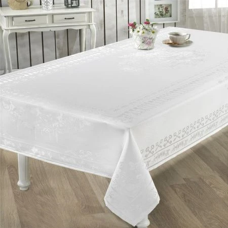 Скатерть 160*300см жаккард Karna ZUMRUT (Белый)