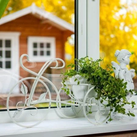 Подставка на 1 цветок 34*23*53см металл ВЕЛОСИПЕД белая 14-861 B