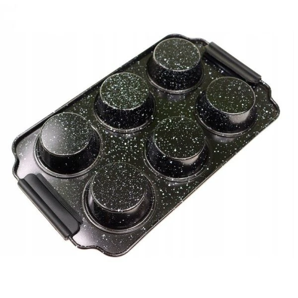 Форма для запекания 6 ячеек 30*18*3см угл.сталь АП мрамор серый/черный, арт. 6038 (12)