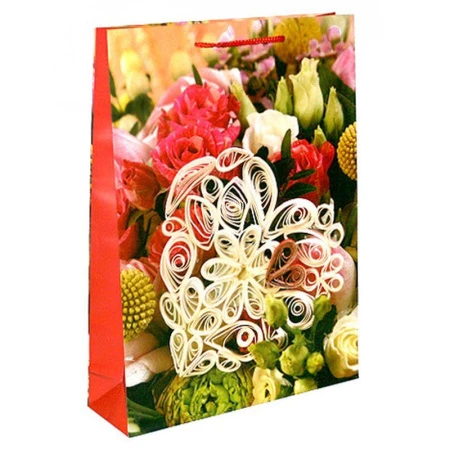 Пакет бумажный 33*45*10см вертикальный матовый Невесомость любви (12/144)