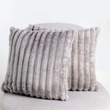 Наволочка декоративная 40*60cm велсофт 300GSM полоска 2,5мм серая JC-17897 (50)