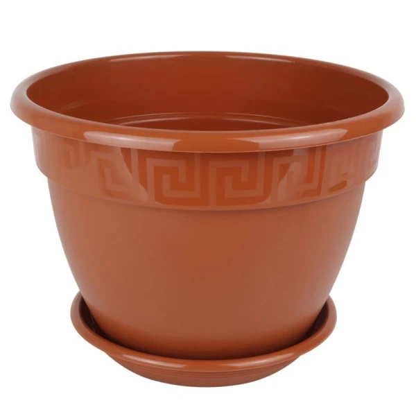 Горшок цветочный 3,6л d22см пластик АНТИК с поддоном терракот 5PL0018 (35)