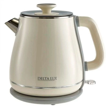 Чайник электрический 1,8л нерж.сталь 2200Вт DELTA LUX DE-1019 двойной корпус, белый (12)
