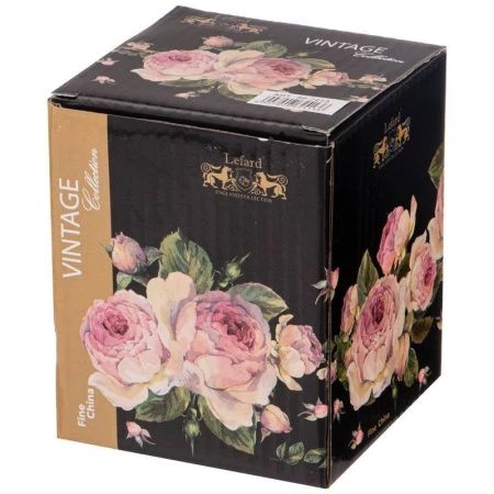 Подставка под чайные ложки 9см фарфор ВИНТАЖ.ПИОНЫ черная (36)