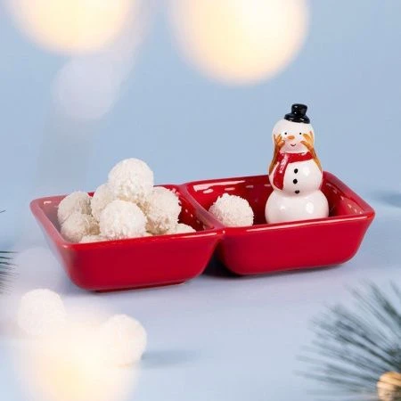 Менажница 2 секции 22*11*10,5см керамика Christmas Gift (18)