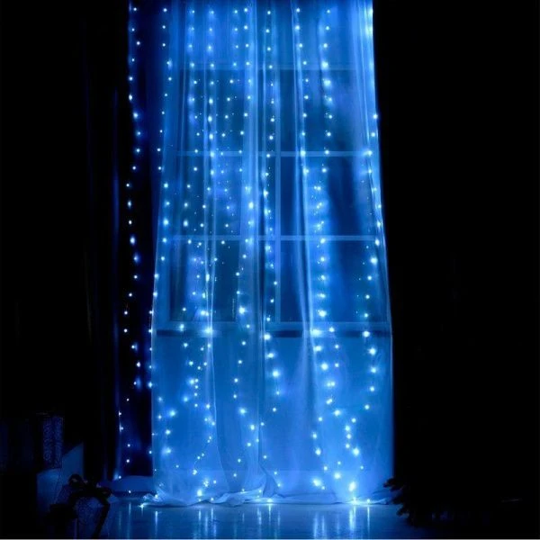Гирлянда светодиодная Занавес Роса 2,8*3м USB, крючки, пульт, холодный белый свет
