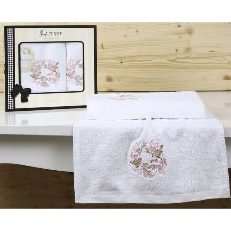 яяяНабор полотенец 2пр 50*90/70*140 бамбук Lucente CORONA белый яяяНабор полотенец 2пр 50*90/70*140 бамбук Lucente CORONA белый
