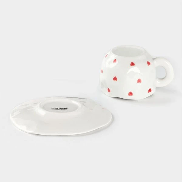 Чайный набор керамика 2пр (кружка 320мл, блюдце 16см) Любовь ручная роспись (48)